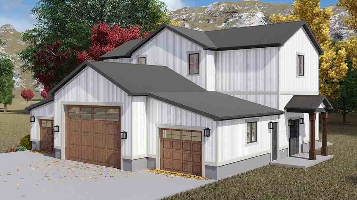 Barndominium, Country, Farmhouse, New American Garage-Living Plan 50596 with 2 Beds, 3 Baths, 2 Car Garage Picture 1