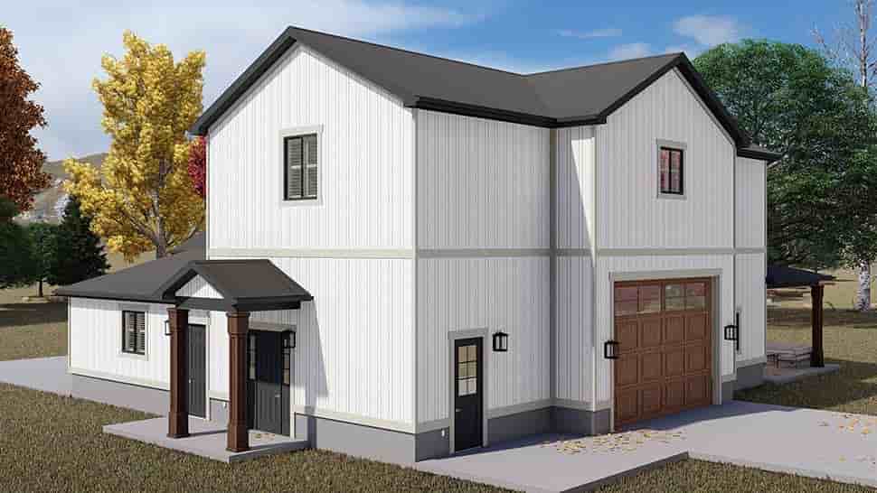 Barndominium, Country, Farmhouse Garage-Living Plan 50596 with 2 Beds, 3 Baths, 2 Car Garage Picture 3