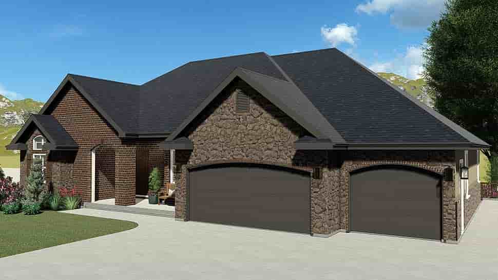 Ranch, Traditional House Plan 50599 with 4 Beds, 3 Baths, 3 Car Garage Picture 3