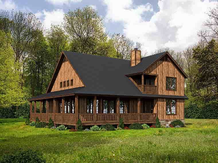 Cabin, Country, Southern, Traditional House Plan 51542 with 3 Beds, 3 Baths Picture 4