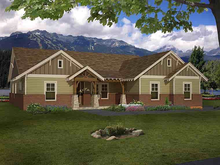 Craftsman House Plan 51575 with 4 Beds, 3 Baths, 3 Car Garage Picture 2