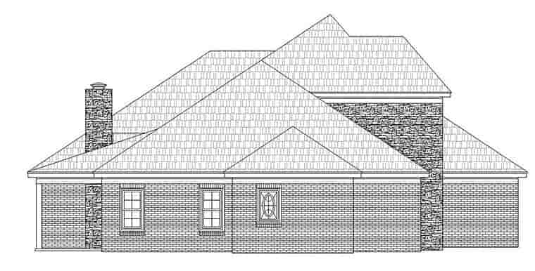 European House Plan 51595 with 4 Beds, 3 Baths, 2 Car Garage Picture 2