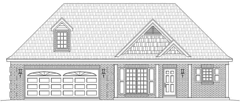 European, Ranch, Southern, Traditional House Plan 51623 with 2 Beds, 2 Baths, 2 Car Garage Picture 4