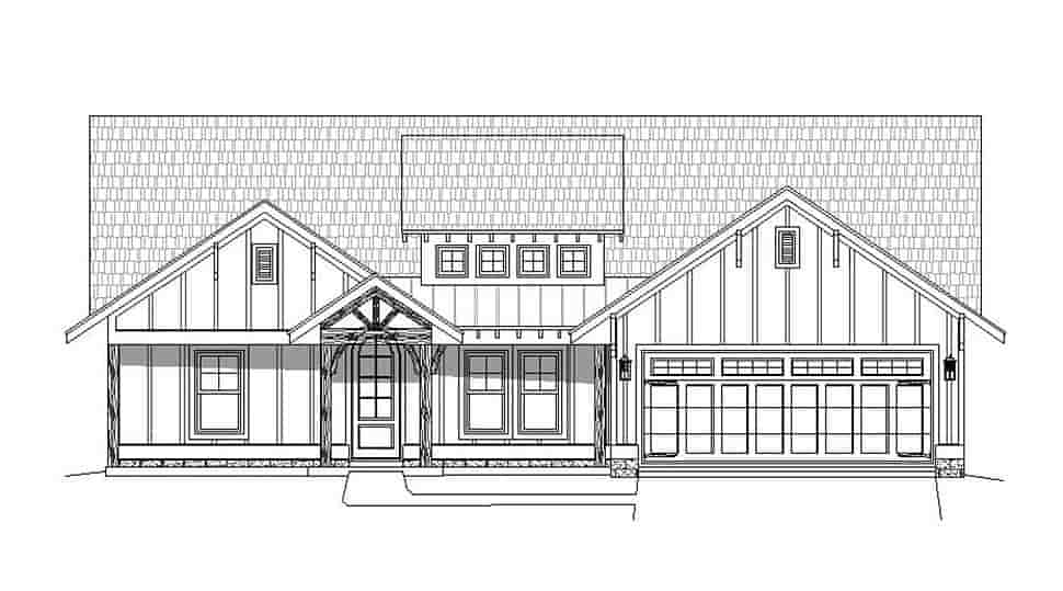 Country, Craftsman, Southern House Plan 51631 with 3 Beds, 3 Baths, 2 Car Garage Picture 3