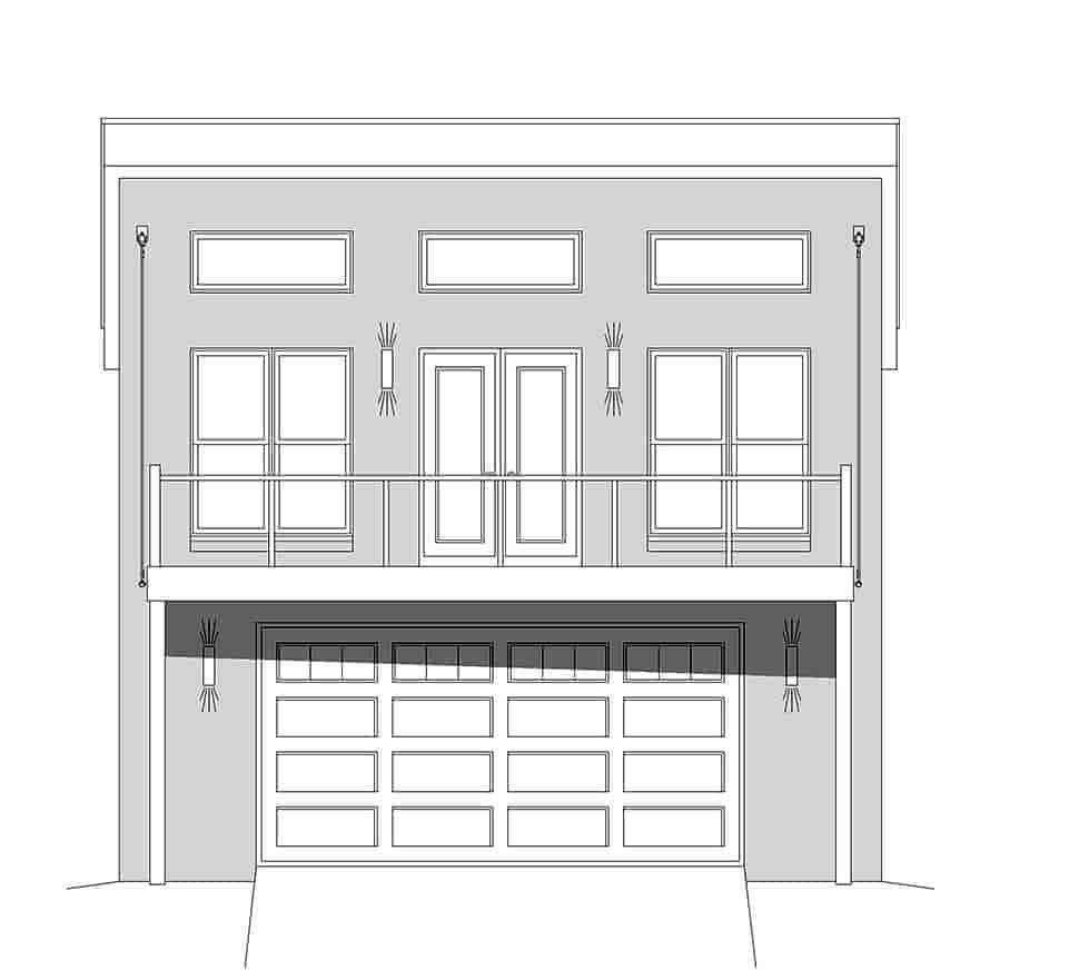 Coastal, Contemporary, Modern Garage-Living Plan 51680 with 1 Beds, 2 Baths, 2 Car Garage Picture 3