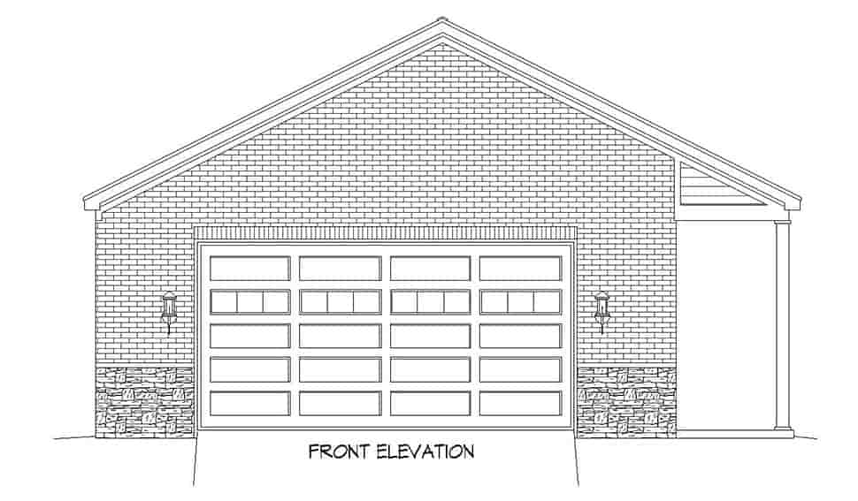 Colonial, European, Ranch, Traditional 2 Car Garage Plan 51683 Picture 3