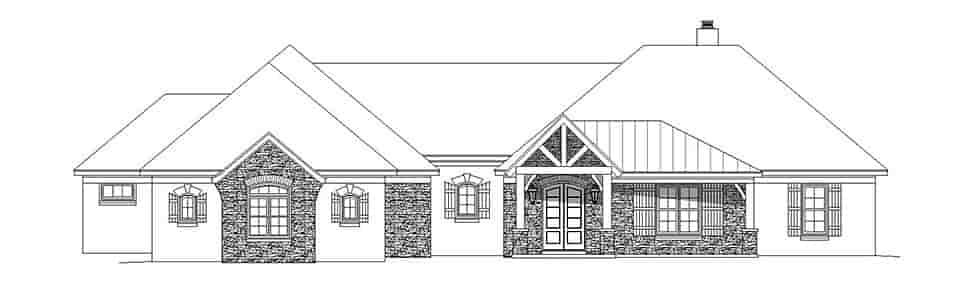 Bungalow, Country, Craftsman, European, French Country, Ranch, Traditional House Plan 51687 with 3 Beds, 3 Baths, 3 Car Garage Picture 3