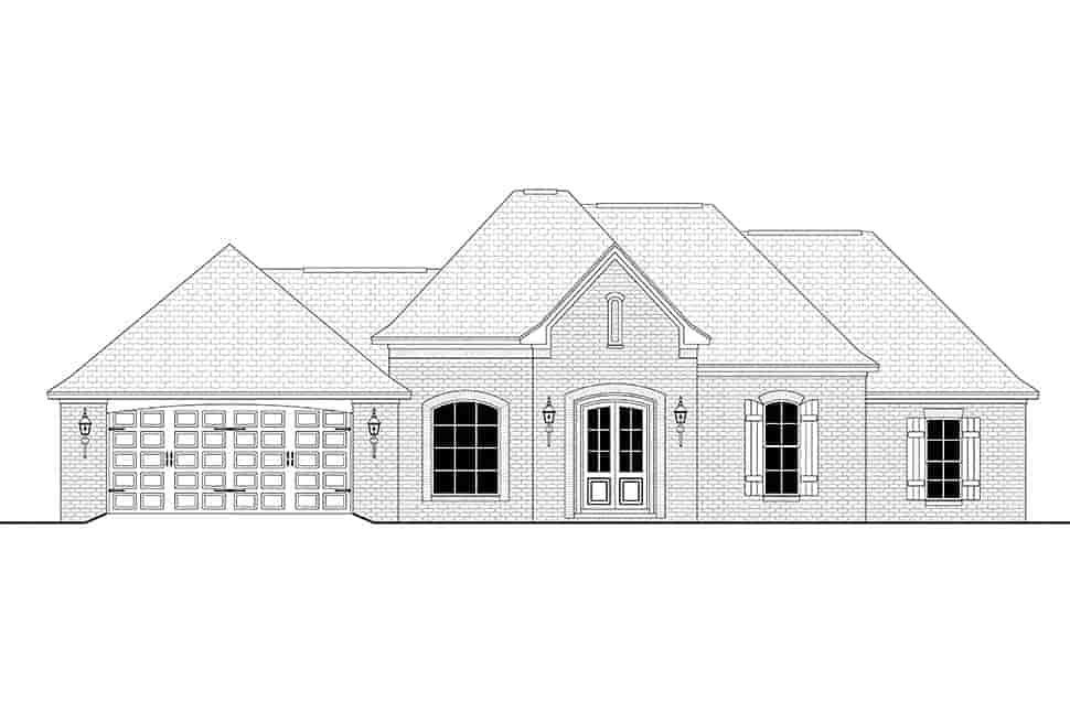 Country, European, French Country House Plan 51915 with 4 Beds, 2 Baths, 2 Car Garage Picture 4