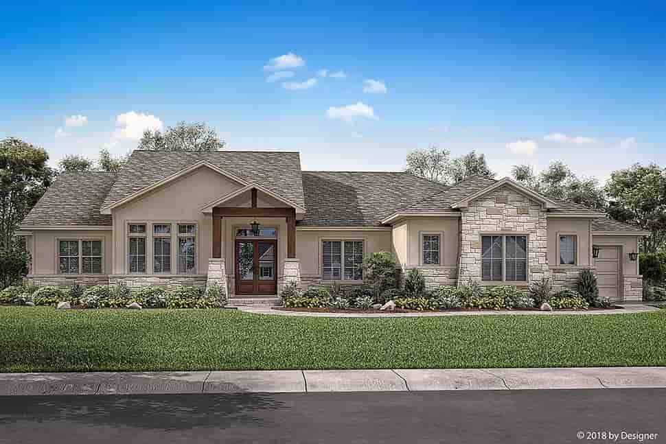 Bungalow, Contemporary, Cottage, Craftsman, Tuscan House Plan 51982 with 3 Beds, 3 Baths, 3 Car Garage Picture 1