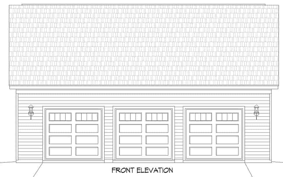 Traditional 3 Car Garage Plan 52106 with 1 Beds, 1 Baths Picture 3