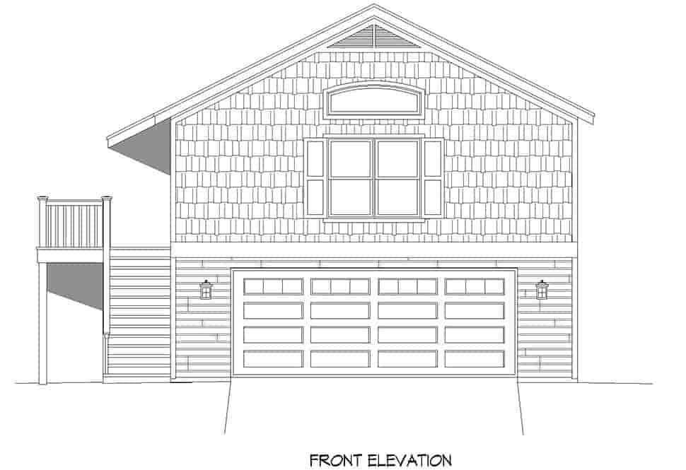 Cape Cod, Saltbox, Traditional Garage-Living Plan 52146 with 1 Beds, 1 Baths, 2 Car Garage Picture 3