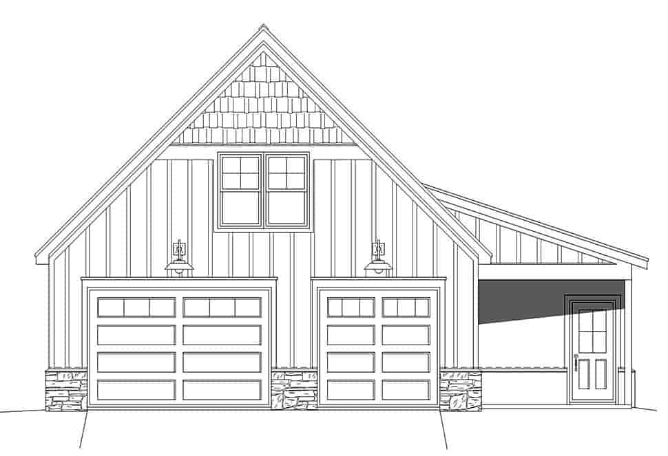 Bungalow, Country, Craftsman, Traditional 3 Car Garage Plan 52186 Picture 3