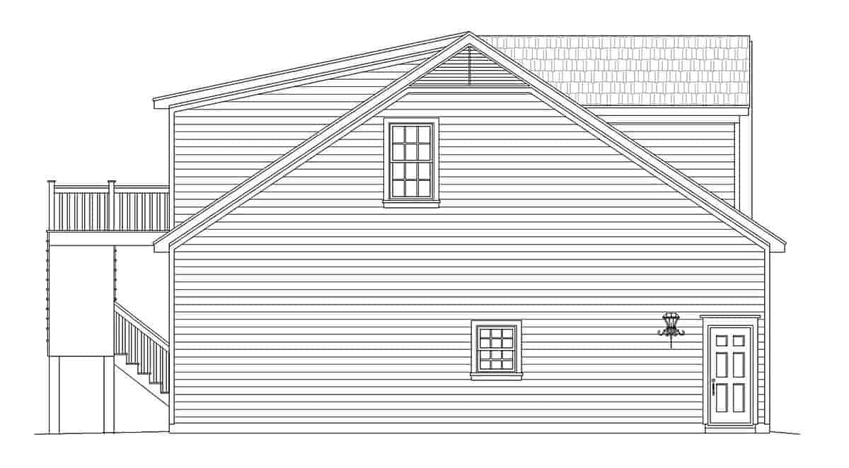 Bungalow, Cottage, Craftsman, Farmhouse, Traditional Garage-Living Plan 52188 with 2 Beds, 2 Baths, 4 Car Garage Picture 2