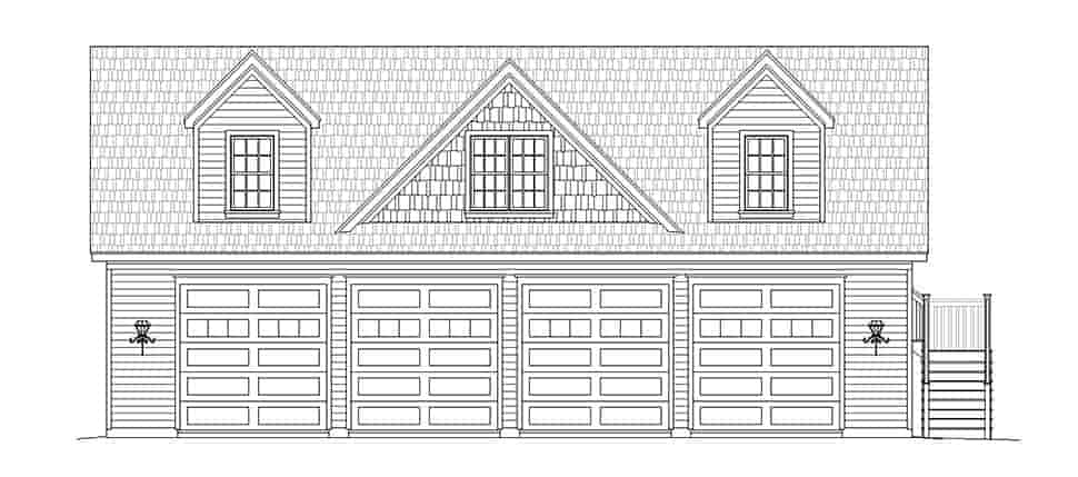 Bungalow, Cottage, Craftsman, Farmhouse, Traditional Garage-Living Plan 52188 with 2 Beds, 2 Baths, 4 Car Garage Picture 3