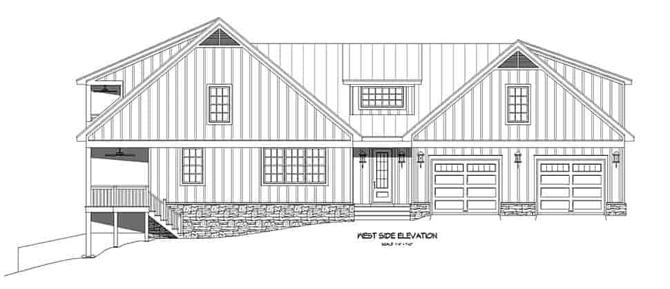 Country, Farmhouse House Plan 52189 with 3 Beds, 4 Baths, 3 Car Garage Picture 3