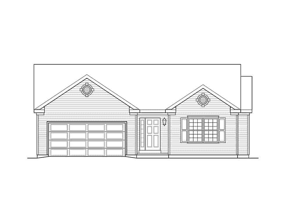 Ranch, Traditional House Plan 52200 with 3 Beds, 2 Baths, 2 Car Garage Picture 3