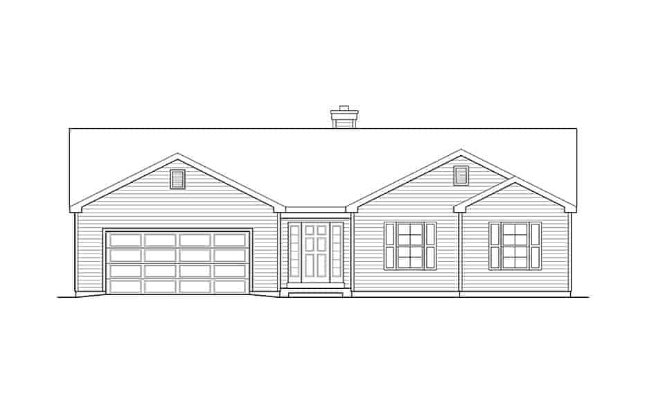 Ranch, Traditional House Plan 52202 with 3 Beds, 2 Baths, 2 Car Garage Picture 3