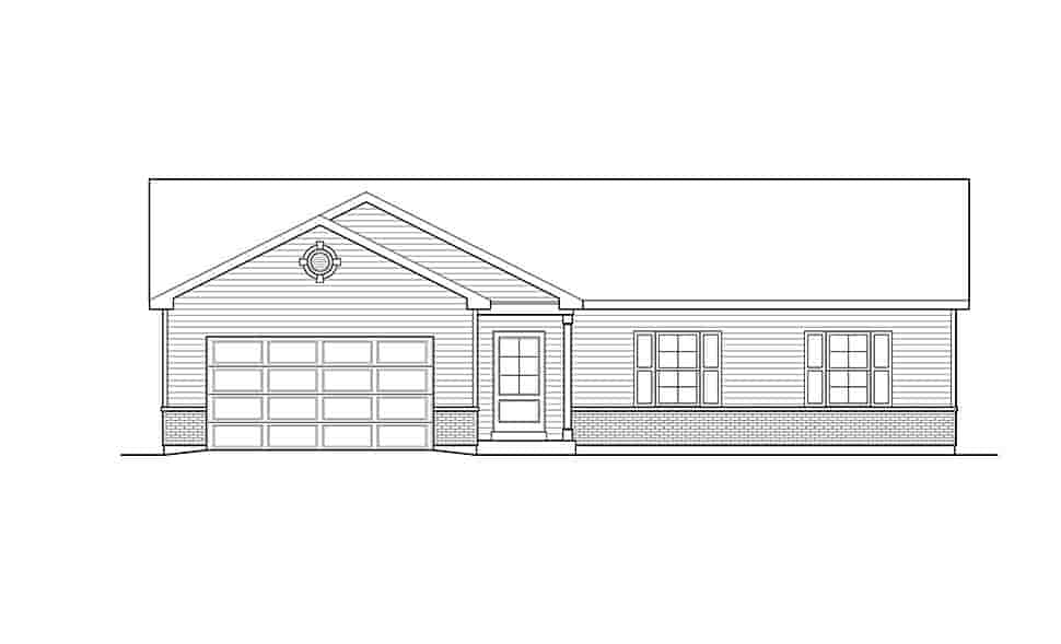 Ranch, Traditional House Plan 52235 with 3 Beds, 2 Baths, 2 Car Garage Picture 3
