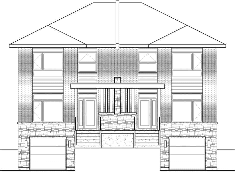 Contemporary, Modern Multi-Family Plan 52872 with 6 Beds, 8 Baths, 2 Car Garage Picture 3