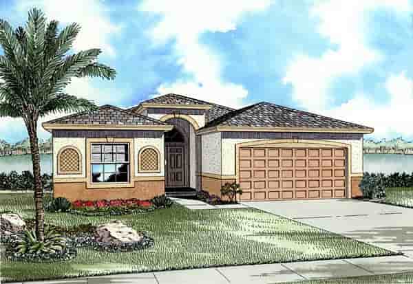 Florida, One-Story House Plan 55859 with 3 Beds, 2 Baths, 2 Car Garage Picture 1
