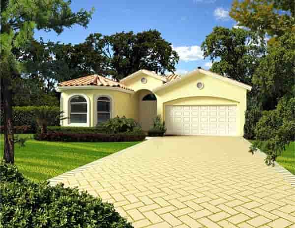 Florida, Narrow Lot, One-Story House Plan 55865 with 4 Beds, 3 Baths, 2 Car Garage Picture 1