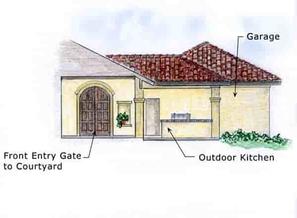 Florida, Mediterranean, Southwest House Plan 56530 with 3 Beds, 2 Baths, 2 Car Garage Picture 1