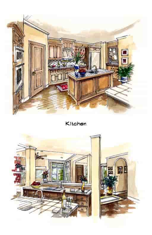 Florida, Mediterranean, One-Story House Plan 56537 with 3 Beds, 2 Baths, 3 Car Garage Picture 4