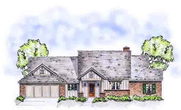 Craftsman, Traditional House Plan 56563 with 3 Beds, 2 Baths, 2 Car Garage Picture 1