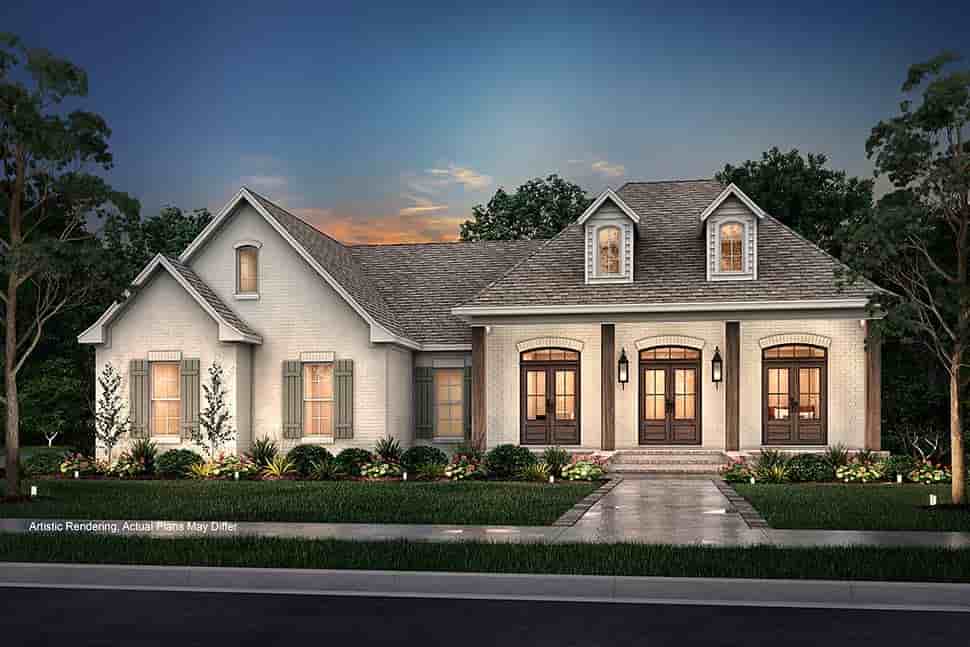 Colonial, French Country, Southern House Plan 56900 with 3 Beds, 2 Baths, 2 Car Garage Picture 4