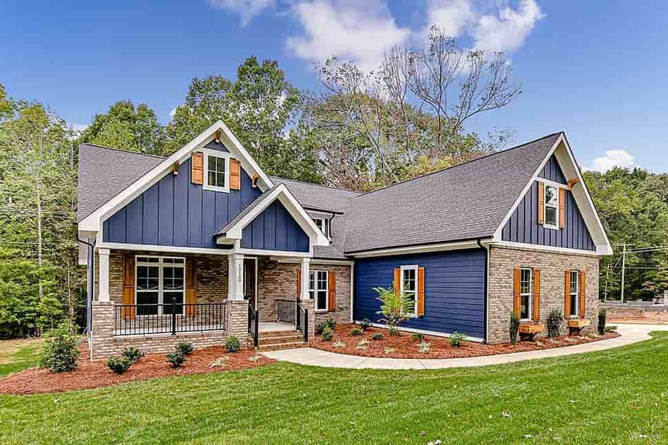 Country, Craftsman, Southern, Traditional House Plan 56910 with 3 Beds, 3 Baths, 2 Car Garage Picture 2