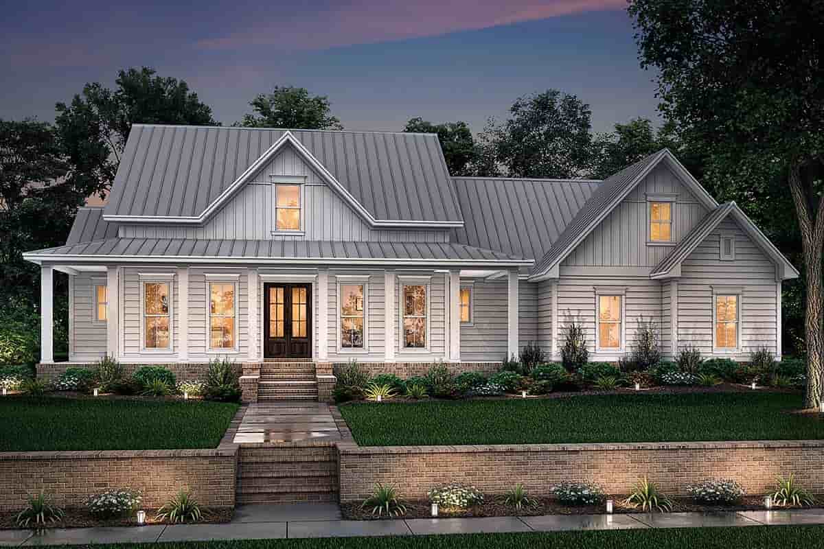 Country, Farmhouse, Southern, Traditional House Plan 56916 with 3 Beds, 3 Baths, 2 Car Garage Picture 1