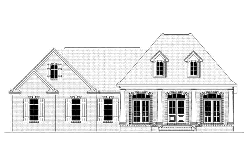 Country, European, French Country House Plan 56958 with 3 Beds, 2 Baths, 2 Car Garage Picture 3