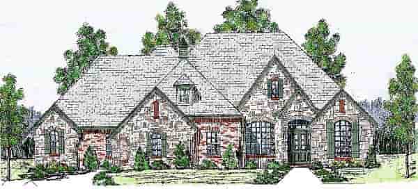 European House Plan 57101 with 3 Beds, 3 Baths, 3 Car Garage Picture 1