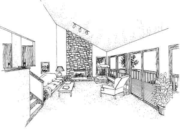 Cabin House Plan 57404 with 3 Beds, 2 Baths, 1 Car Garage Picture 1