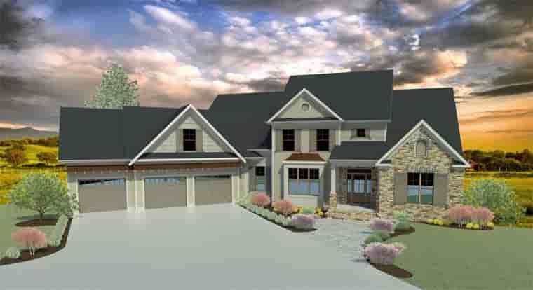 Craftsman, Traditional House Plan 58237 with 5 Beds, 5 Baths, 3 Car Garage Picture 1