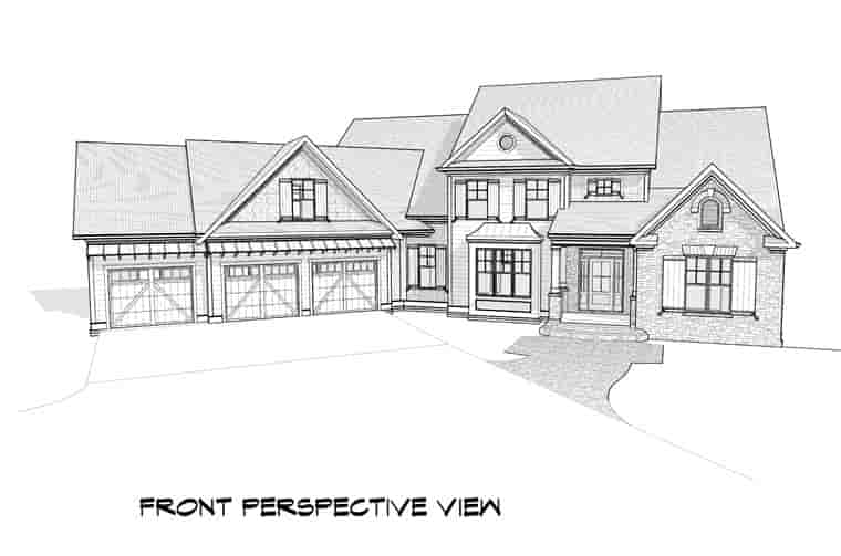 Craftsman, Traditional House Plan 58237 with 5 Beds, 5 Baths, 3 Car Garage Picture 2