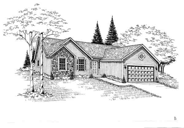 House Plan 58424 with 3 Beds, 2 Baths, 2 Car Garage Picture 1
