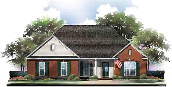 European, Ranch, Traditional House Plan 59061 with 3 Beds, 2 Baths, 2 Car Garage Picture 1