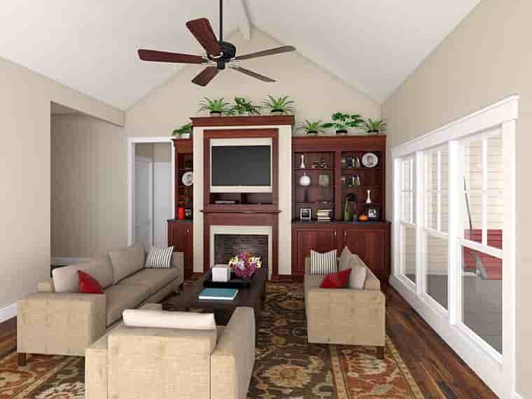 Bungalow, Craftsman, Traditional House Plan 59201 with 3 Beds, 2 Baths, 2 Car Garage Picture 2