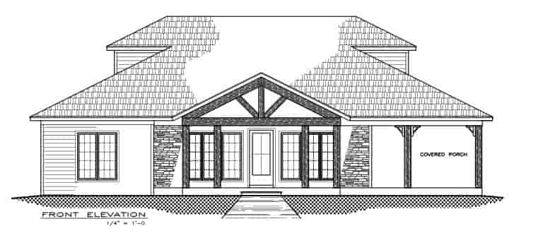 Cottage, Southern House Plan 59391 with 2 Beds, 2 Baths Picture 1