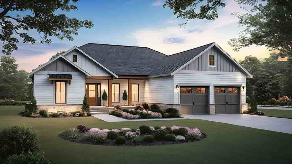 Country, Farmhouse, Ranch, Traditional House Plan 60145 with 3 Beds, 2 Baths, 2 Car Garage Picture 1