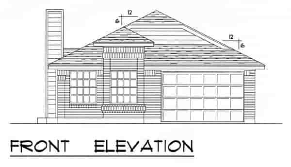 European, Narrow Lot, Traditional House Plan 60804 with 3 Beds, 2 Baths, 1 Car Garage Picture 3