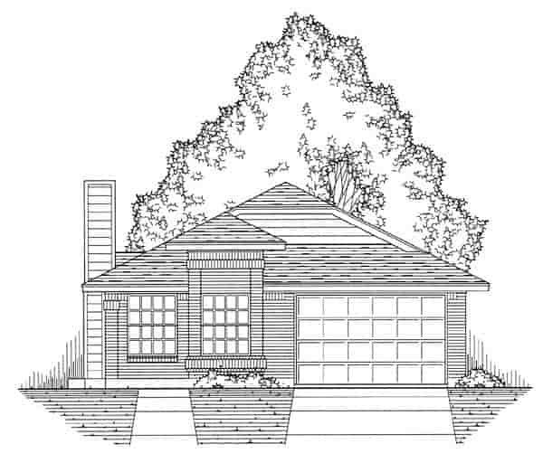 European, Narrow Lot, Traditional House Plan 60804 with 3 Beds, 2 Baths, 1 Car Garage Picture 4