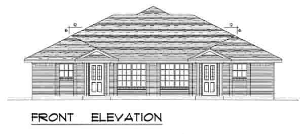 Country, Narrow Lot, Ranch, Traditional Multi-Family Plan 60816 with 4 Beds, 4 Baths, 4 Car Garage Picture 3