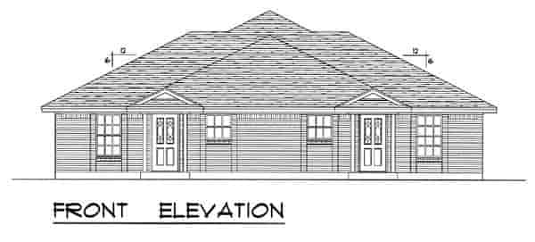 Country, Narrow Lot, Traditional Multi-Family Plan 60817 with 4 Beds, 4 Baths, 4 Car Garage Picture 3