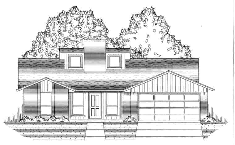 Contemporary House Plan 60825 with 3 Beds, 2 Baths, 2 Car Garage Picture 4