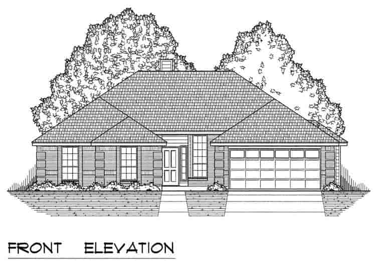 Traditional House Plan 60826 with 4 Beds, 2 Baths, 2 Car Garage Picture 1