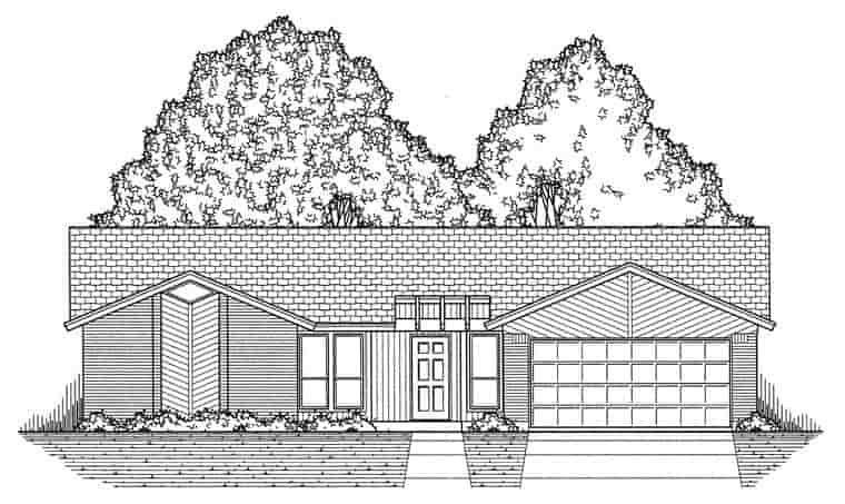 Contemporary House Plan 60828 with 3 Beds, 2 Baths, 2 Car Garage Picture 4