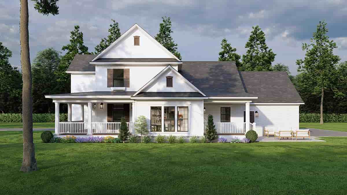 Country, Farmhouse, Southern House Plan 61001 with 4 Beds, 3 Baths, 2 Car Garage Picture 1