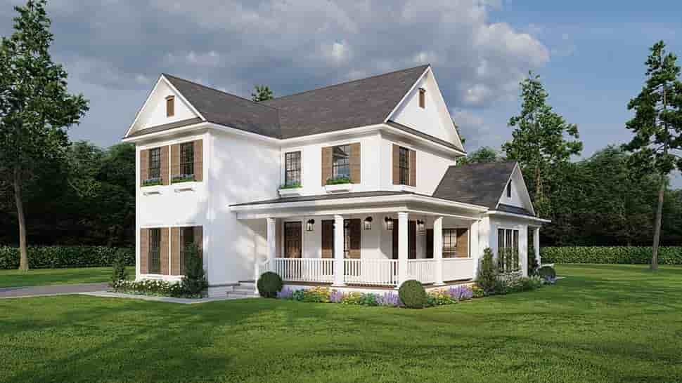 Country, Farmhouse, Southern House Plan 61001 with 4 Beds, 3 Baths, 2 Car Garage Picture 4